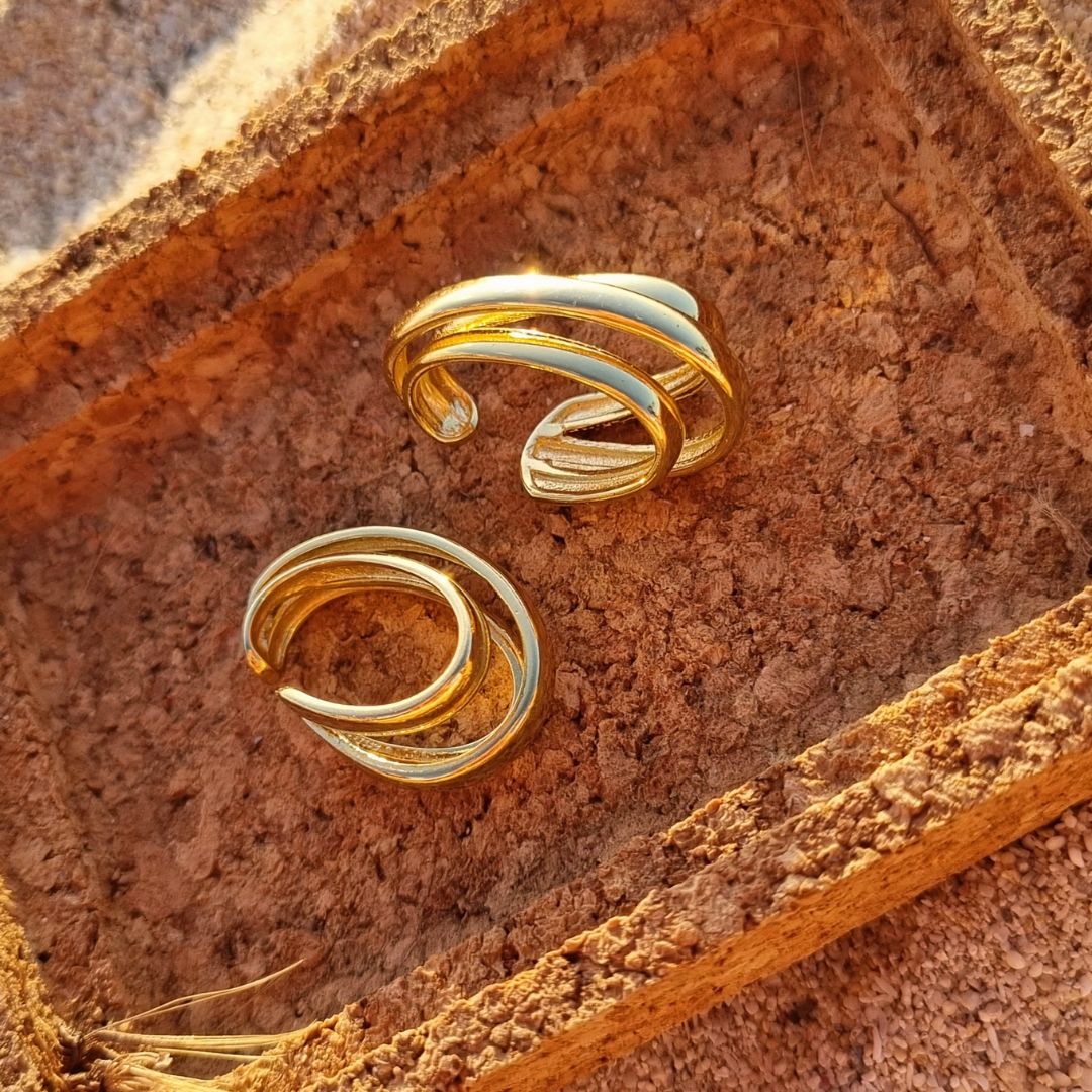 Grote gouden earcuff set Ayana & - Goldfilled 18 karaat