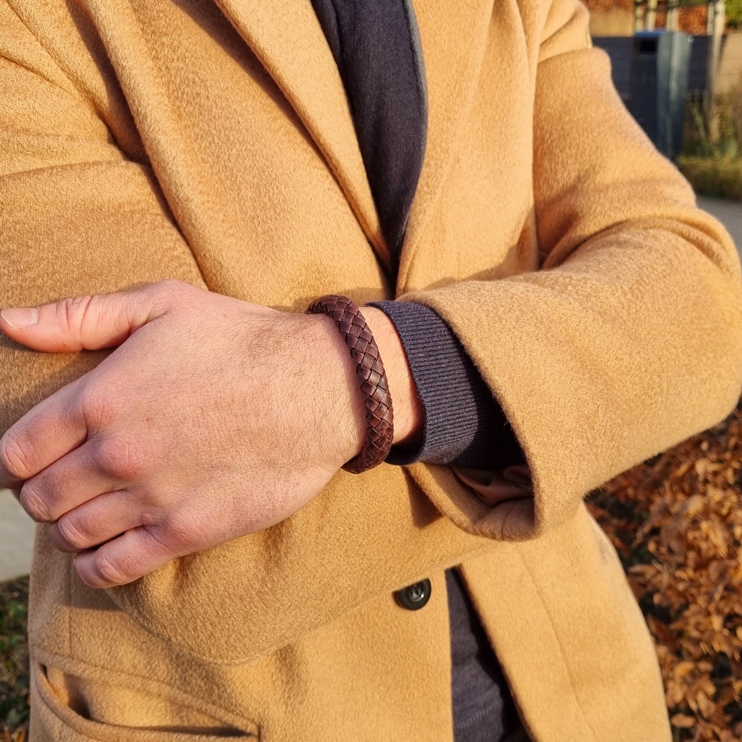 Benedict bracelet, genuine leather, stainless steel clasp