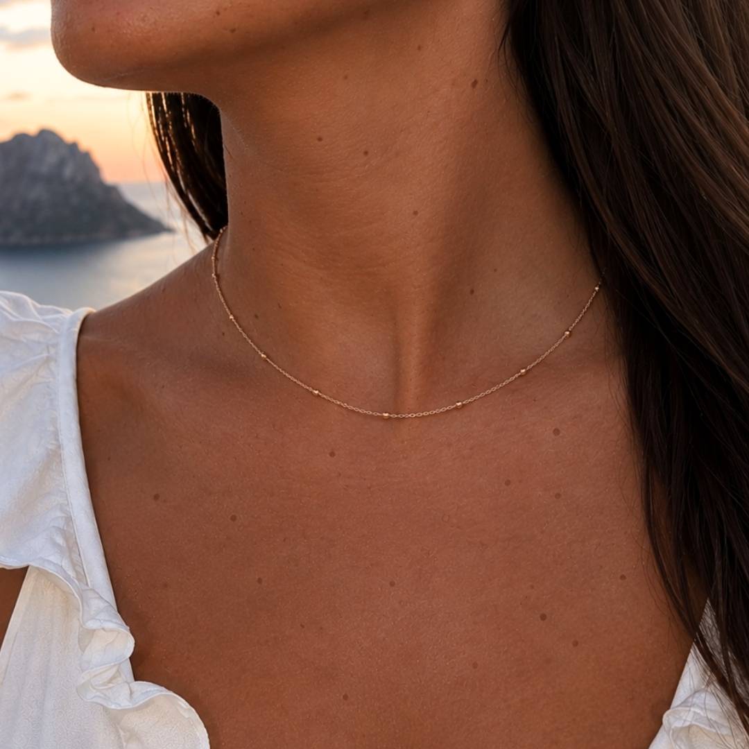 Bolletjesketting rosé goud