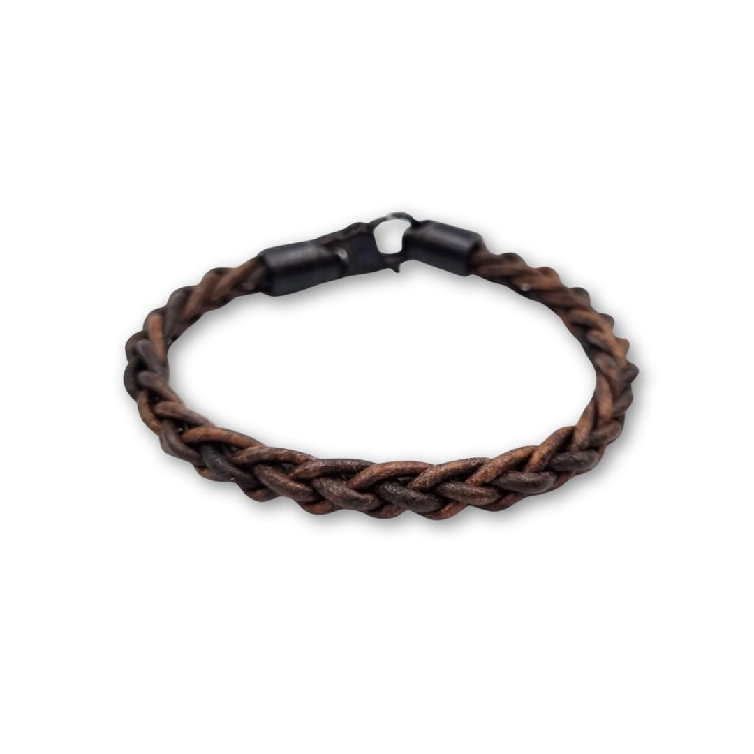 Gevlochten leren armband dames kopen - Coco Marron - Bruin