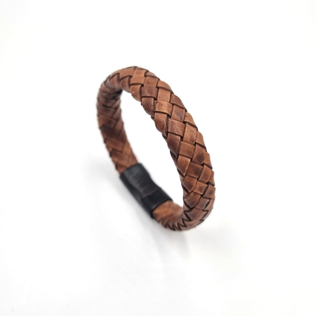 Bruine leren armband heren Tierra Bossa - Gevlochten