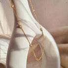 Celeste ketting met bezel steentjes - dames kettinkje goud kleur- goldfilled