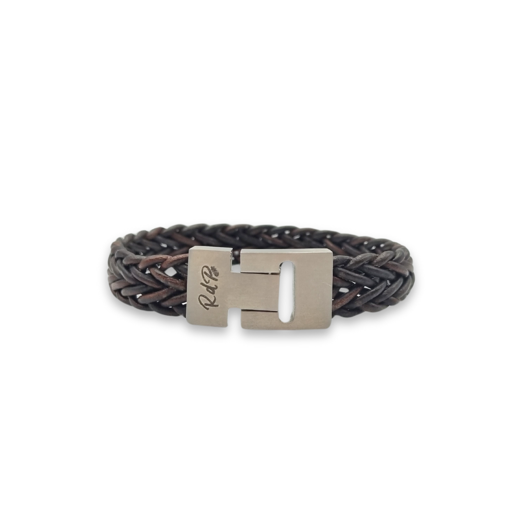 Coco Buff Bracelet, genuine leather, stainless steel clasp, heren mannen armband, echt leer, RVS, staal sluiting