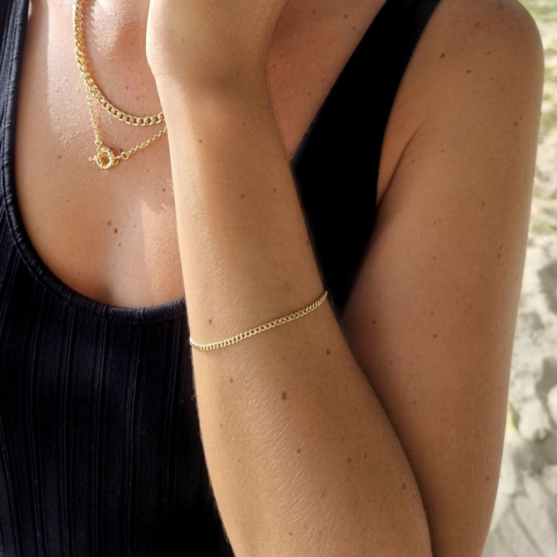 Cubaanse schakelarmband, 18k goldfilled armband, goudgevuld, dames