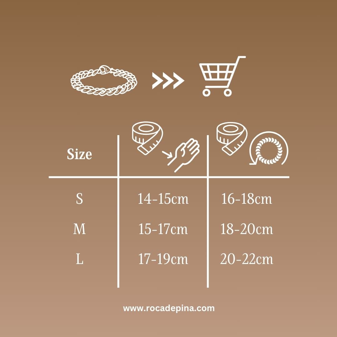 Maattabel armband dames, size chart bracelets women