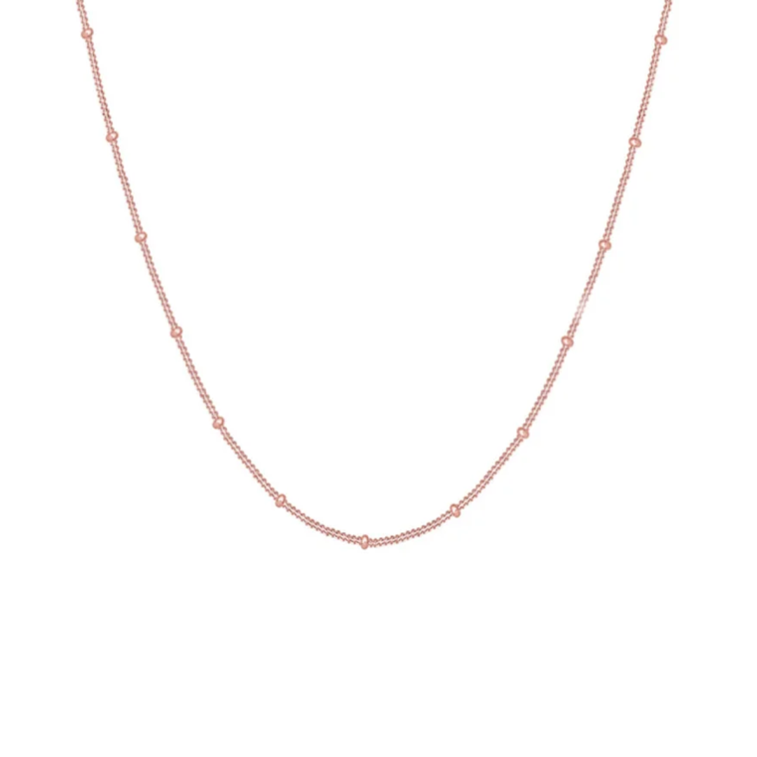 Elisa rose necklace - rose goldplated 18k 925 sterling silver - rose bolletjesketting zilver