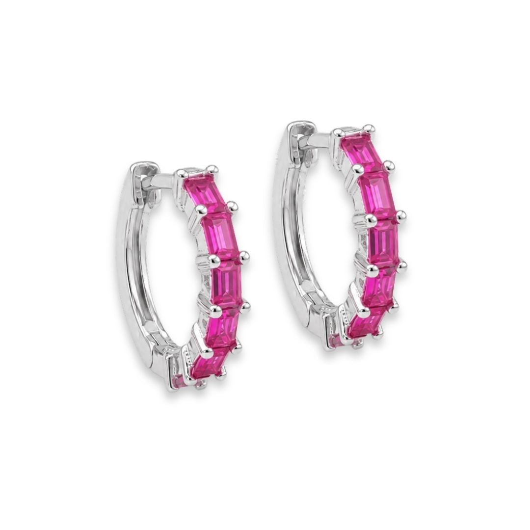 Fuchsia roze oorbellen huggies zilver