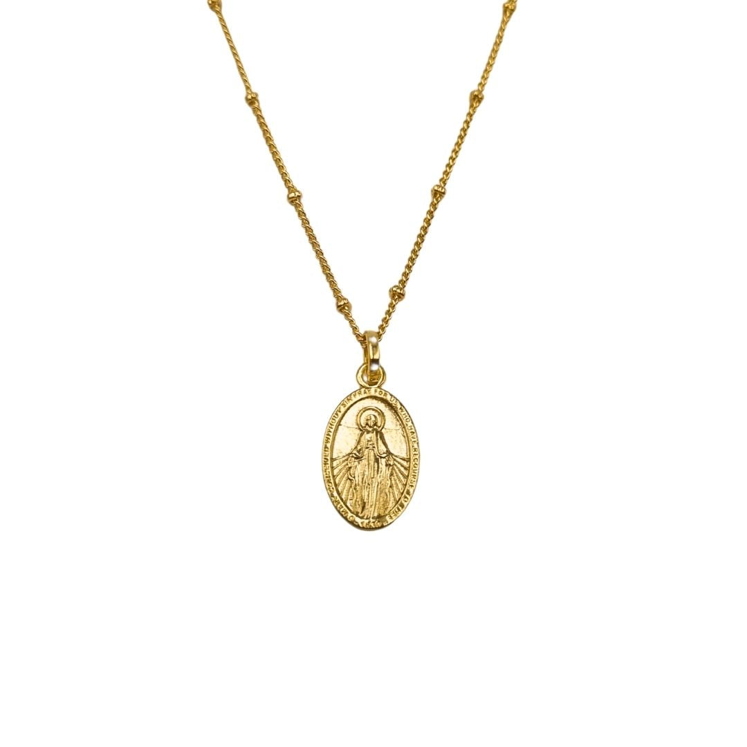 Goldfilled Christelijke bolletjesketting met Maria Miraculeuze medaille