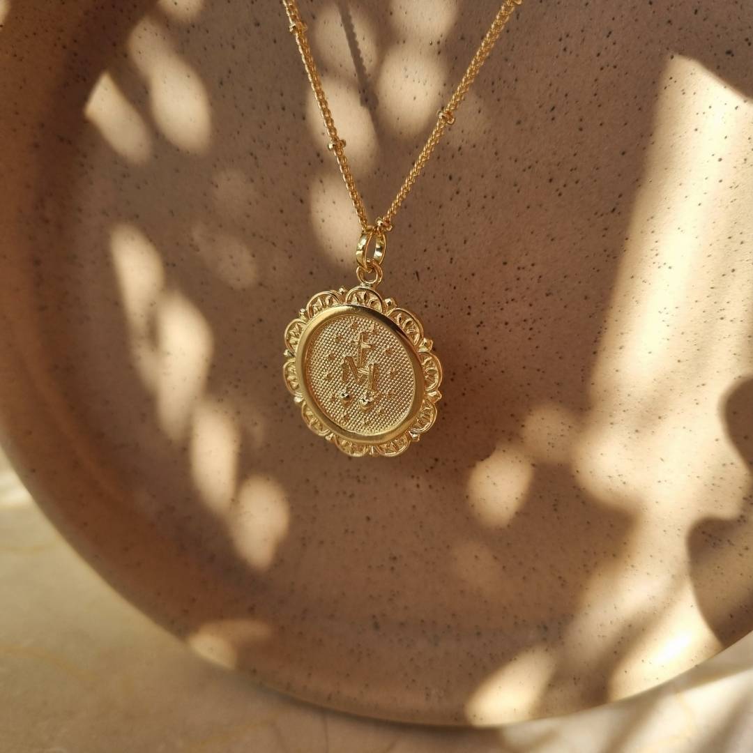 Gouden Christelijke bolletjesketting met Maria bedel – Miraculeuze Medaille