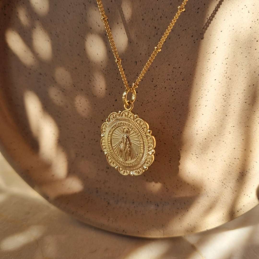Gouden Christelijke ketting met Maria bedel – Miraculeuze Medaille
