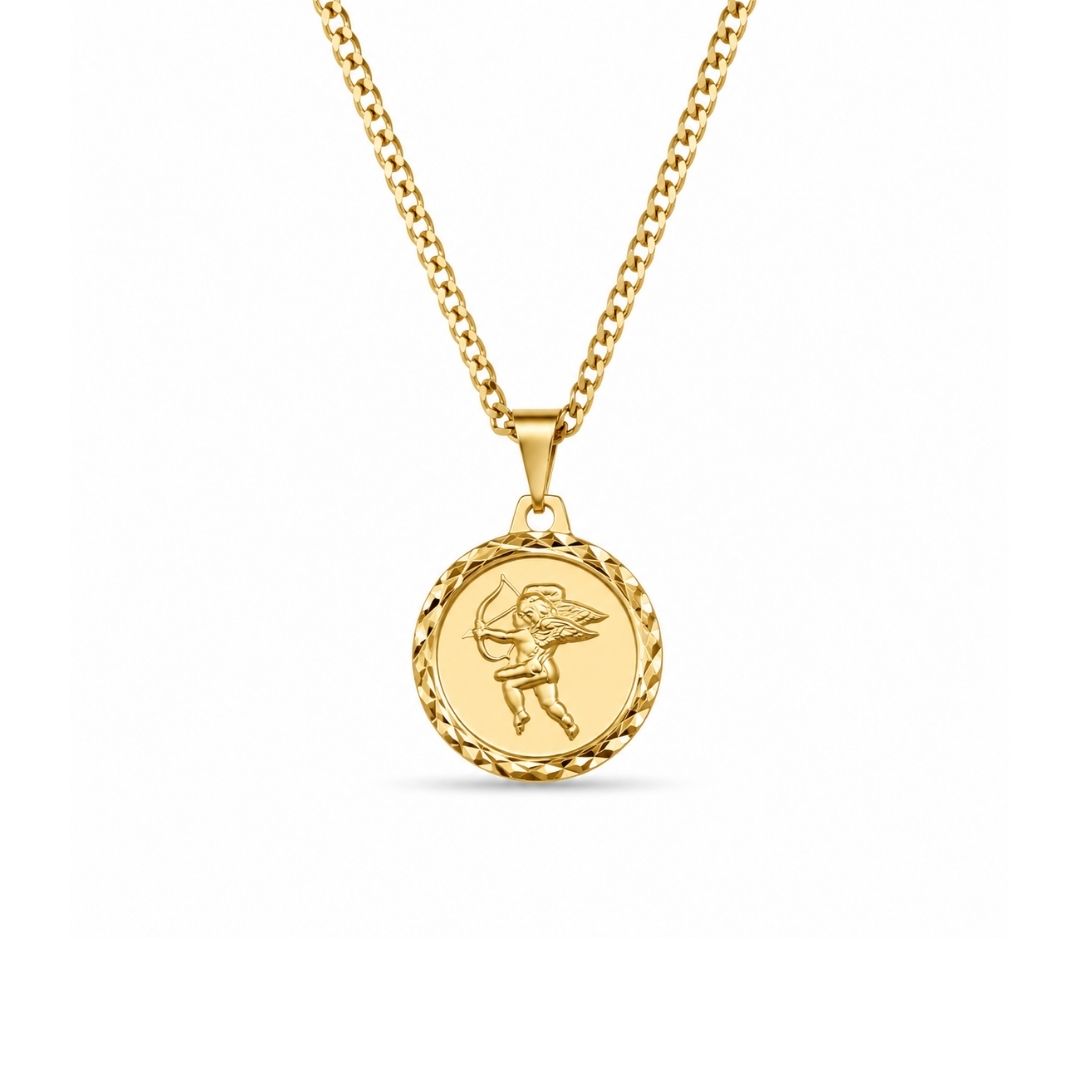 Gouden Love Ketting Met Munt Cupido