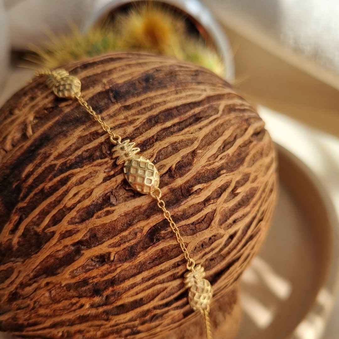 Gouden Ananas Armbandje Verguld Zilver