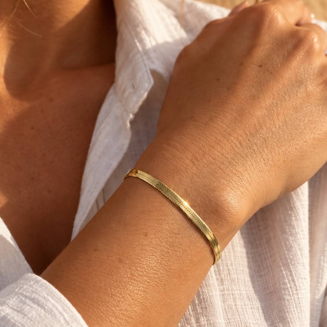 Gouden armband dames platte schakel
