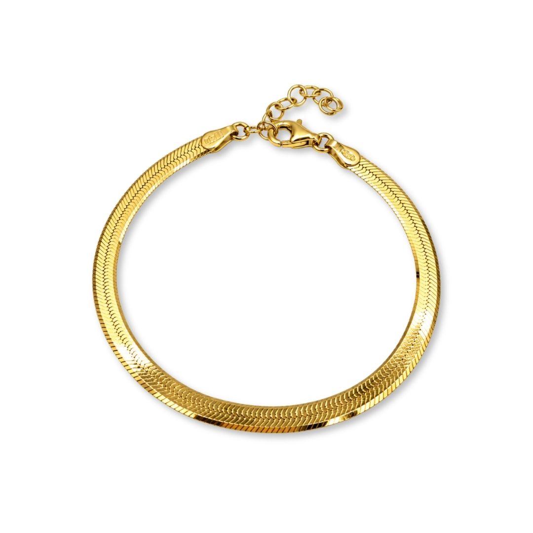 Gouden armband platte schakel dames