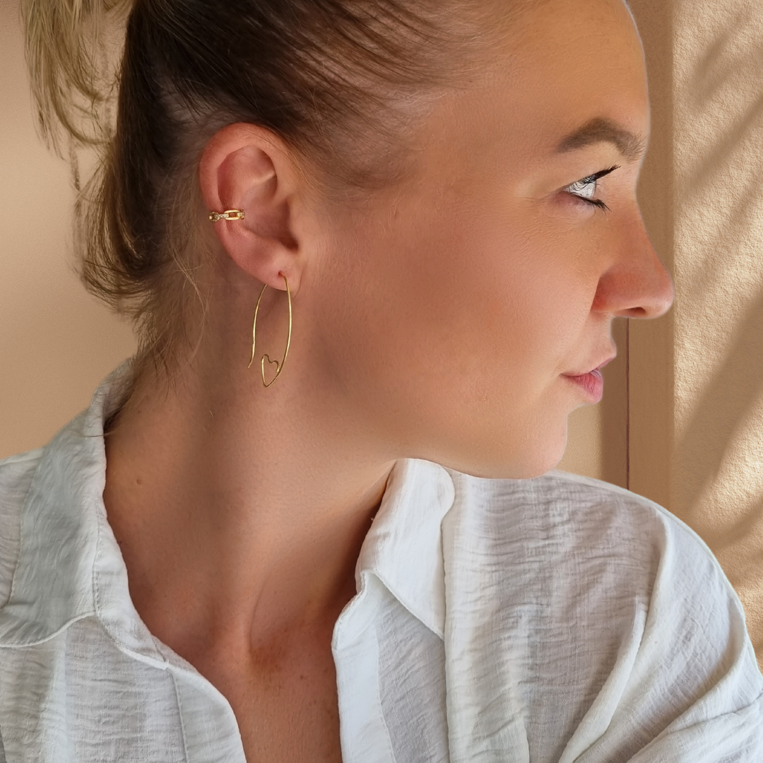 Gouden hart oorbellen dames van verguld 925 sterling zilver