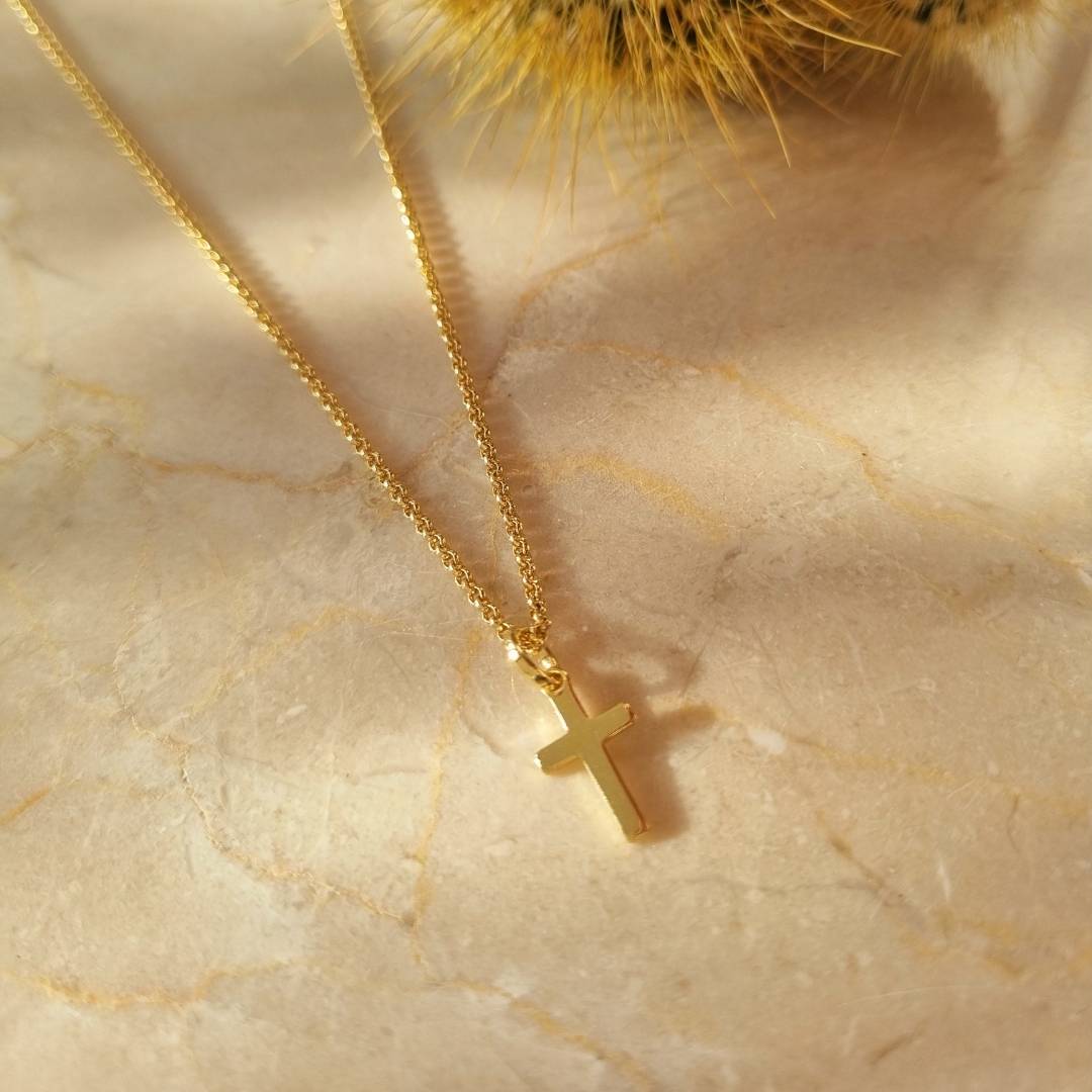 Gouden kruis ketting dames jasseron