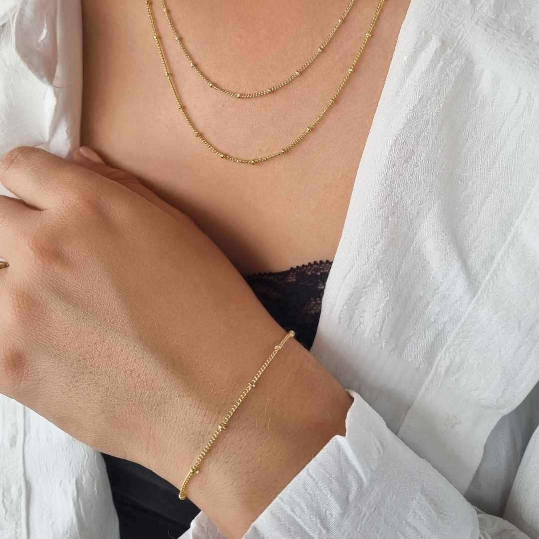 Gouden bolletjes armband dames - goldfilled - satelliet