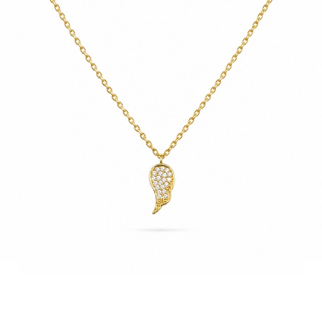 Gouden ketting met engel vleugel verguld
