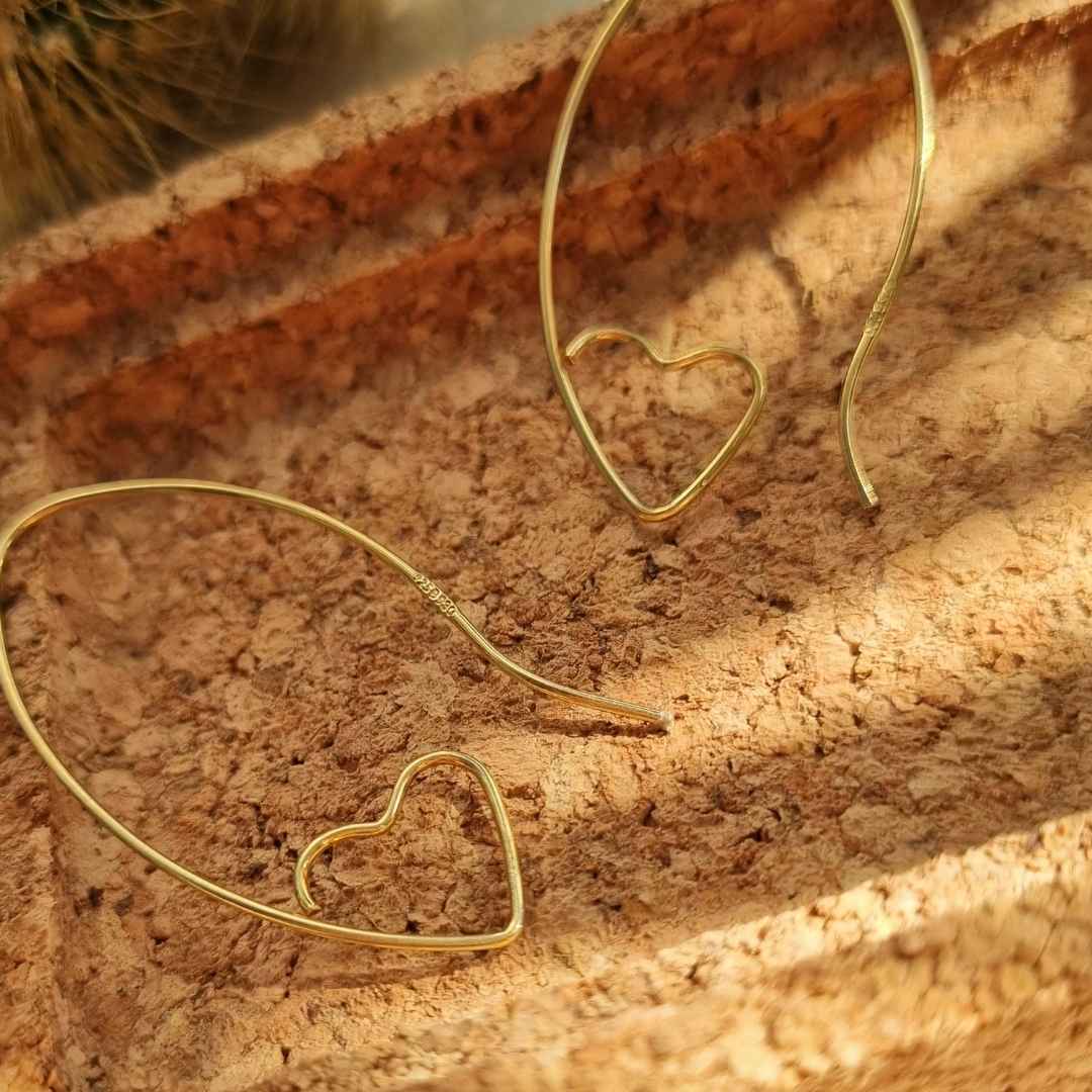 Gouden oorbellen hart spiraal van goldplated 925 sterling zilver dames