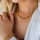 Gouden schakelketting dames Camila - ronde schakel - waterproof- staal