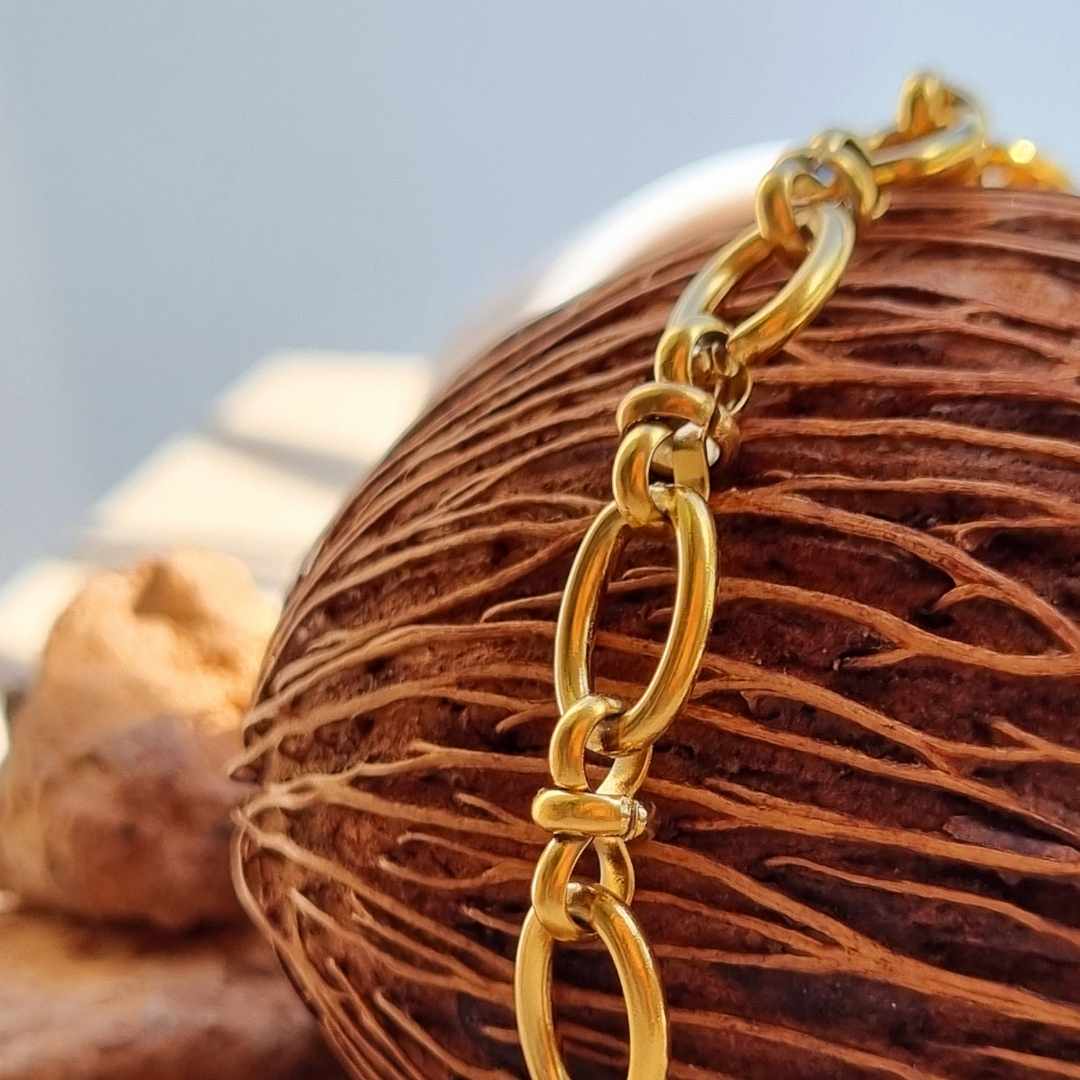 Ronde schakelketting goud dames Camila - staal