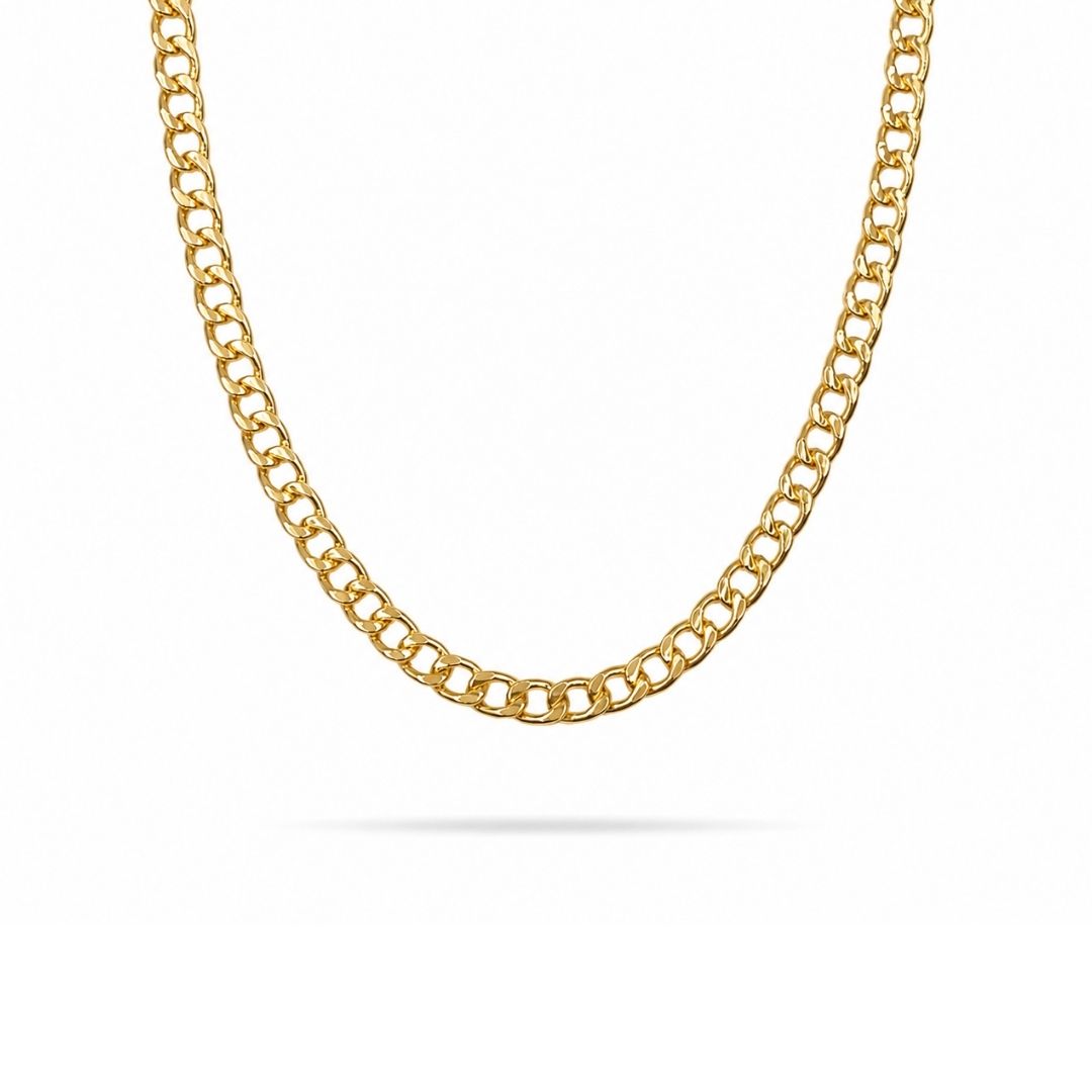 Gouden schakelketting dames van goldfilled brass