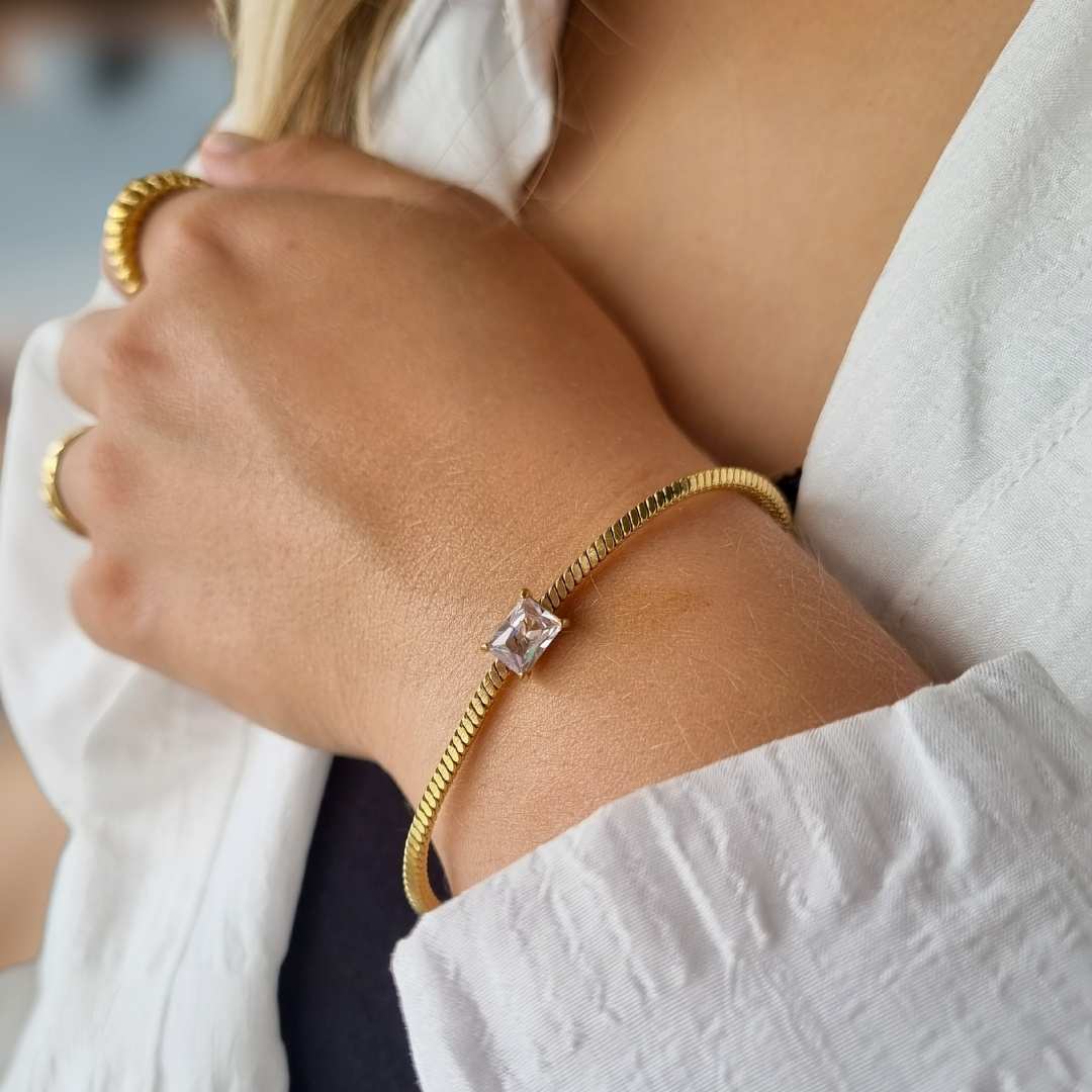 Gouden armband met steen - dames - staal - waterproof - Alejandra