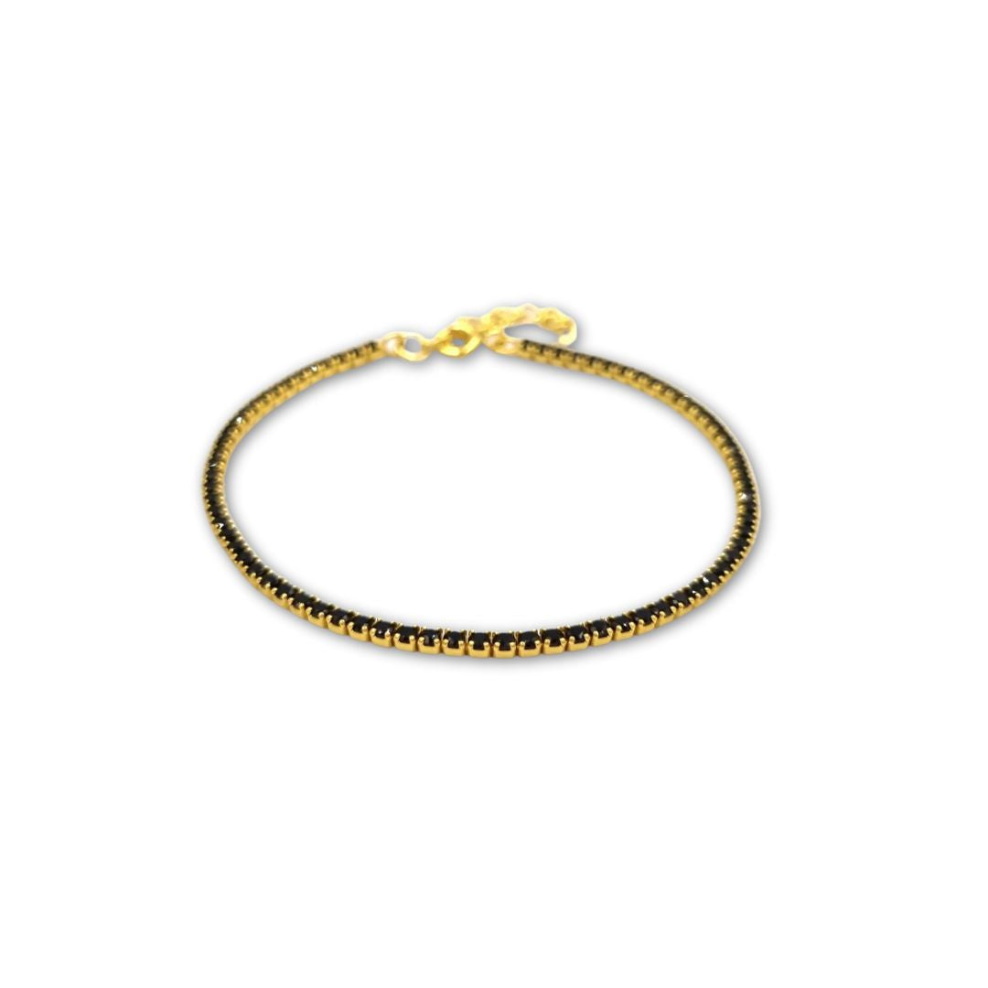 Gouden Tennisarmband vrouw met zwarte steen Grace