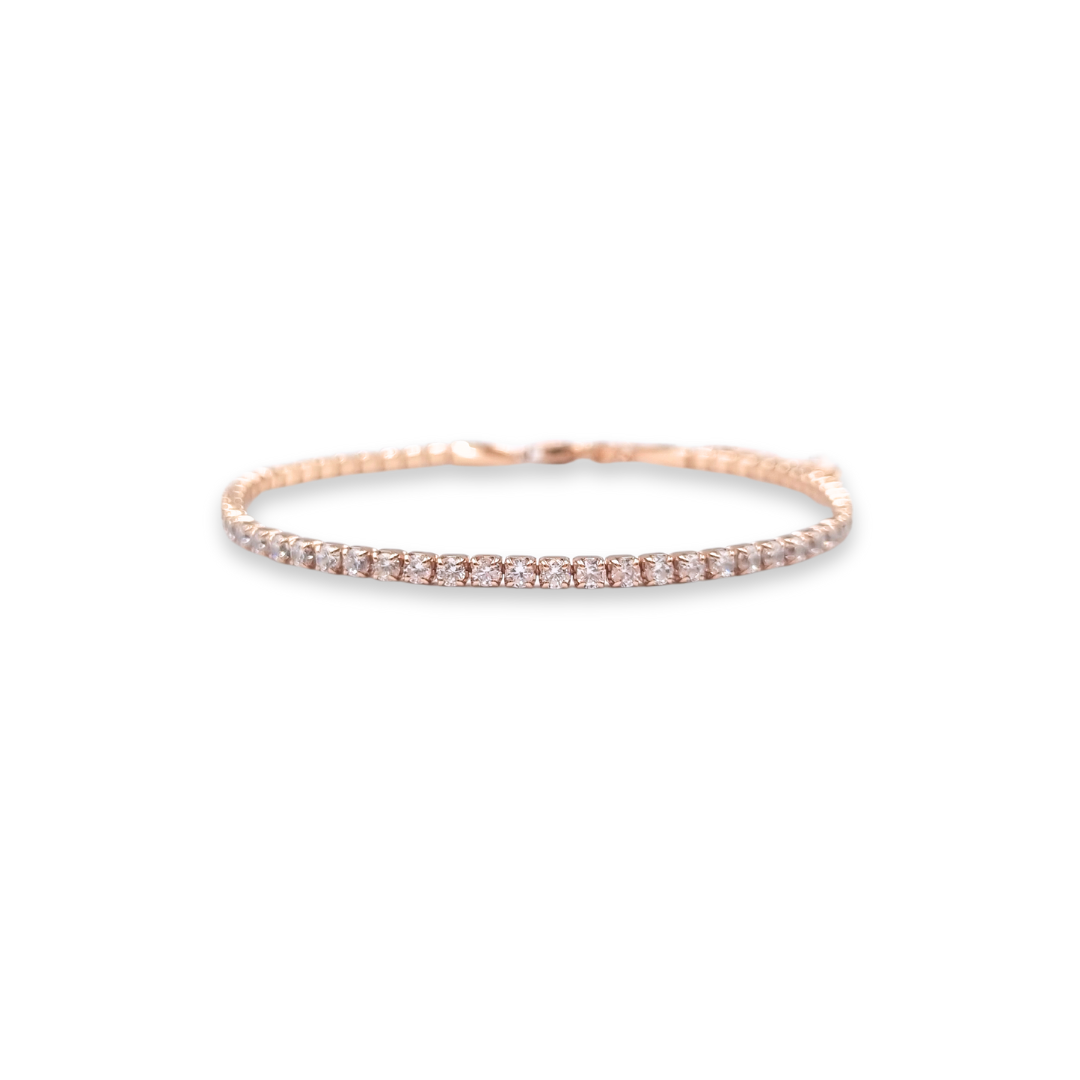 Roca de Piña - Grace tennis bracelet rose plated silver - rose verguld armband zirconia, zirkonia, festive, feestelijk