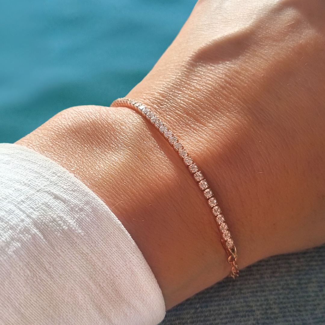 Roca de Piña - Grace tennis bracelet rose plated silver - rose verguld armband zirconia, zirkonia, festive, feestelijk