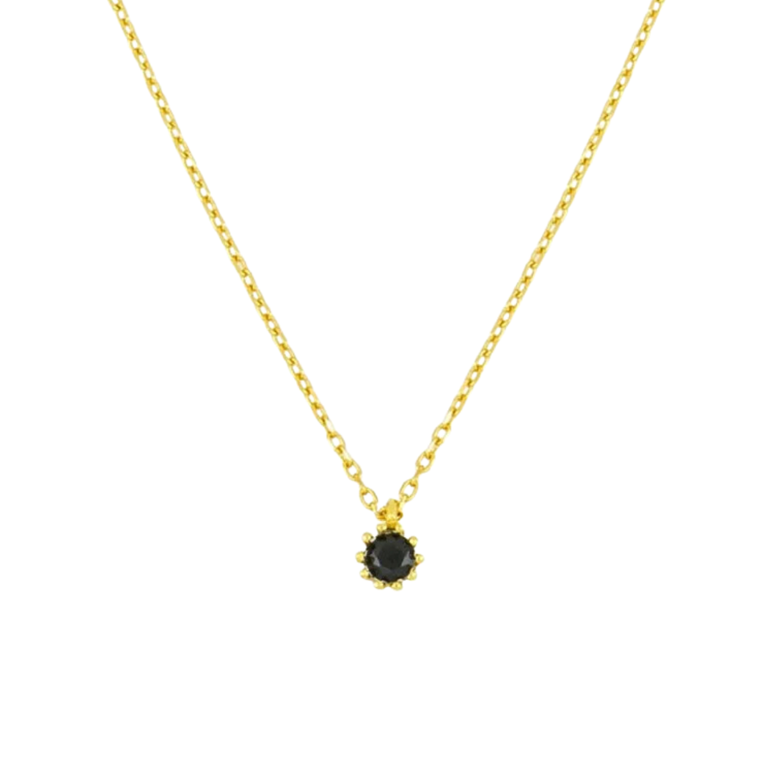 Gouden ketting met zwart steentje Hanna - Verguld zilver