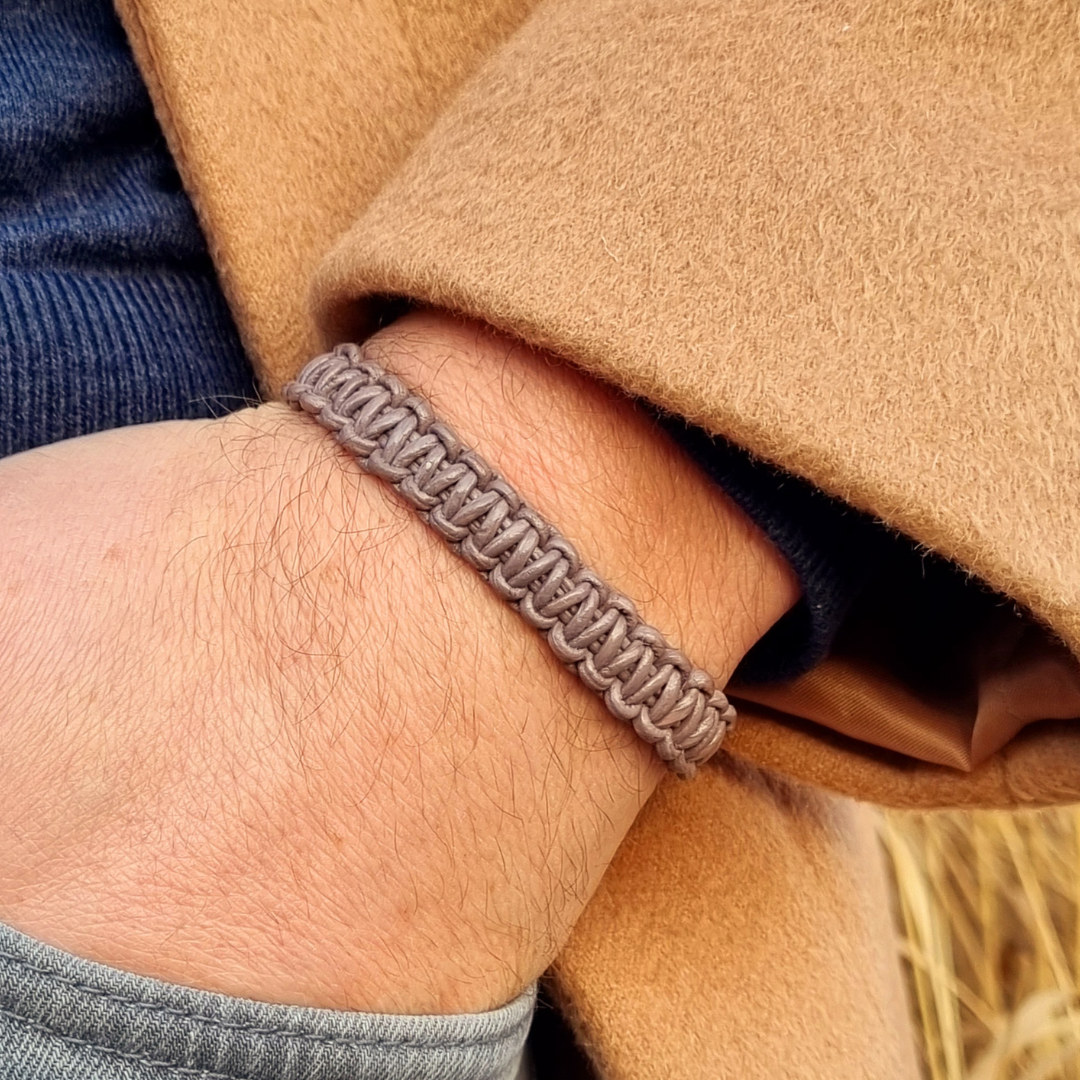 Hunter bay bracelet, Stair braided, stainless steel clasp, echt leer, mannen armband, rvs, staal, heren