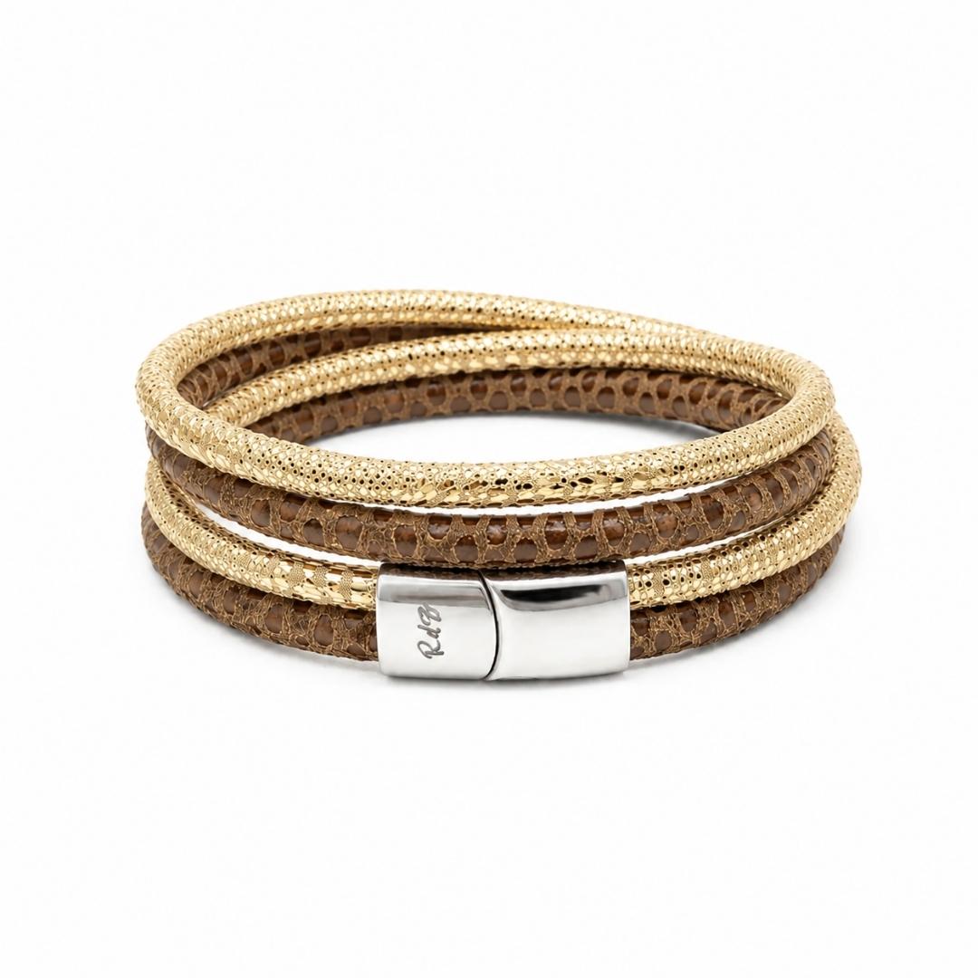 Ibiza armbandje leer goud bruin
