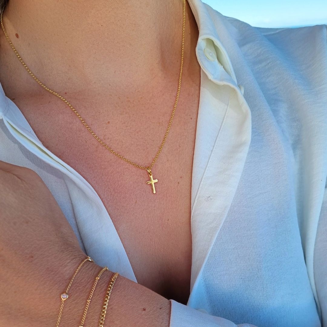 Kruisje Ketting - Christelijk Sieraad- Jasseron - Hanger - Goldfilled - Kleur: Goud