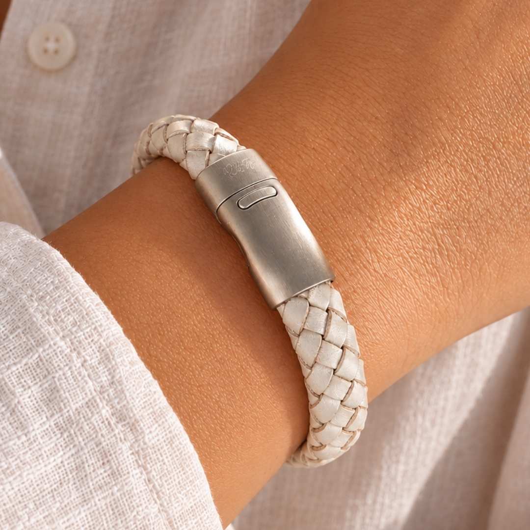 Leren armband dames creme champagne