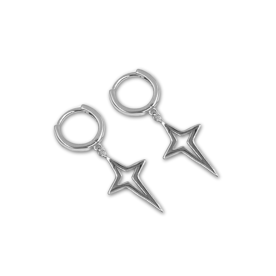 Roca de Piña – Lucia earrings – stars- estrellas - rhodium plated silver - ster oorbellen