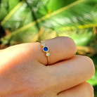 Roca de Piña - Mana kai ring - gold plated 925 sterling silver - blue and white zirconia