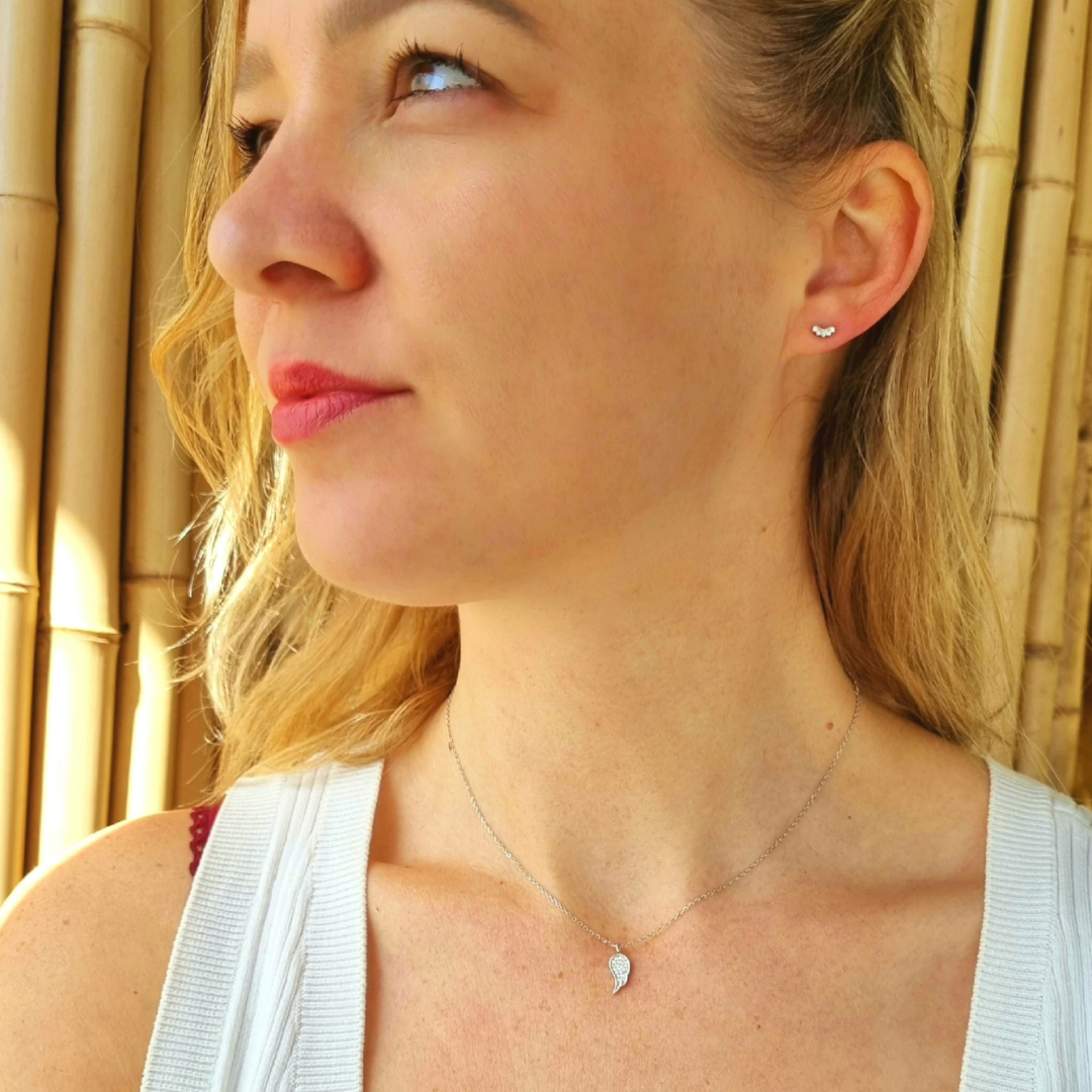 Roca de Piña- Little darling earrings- rhodium plated 925 sterling silver- white zirconia