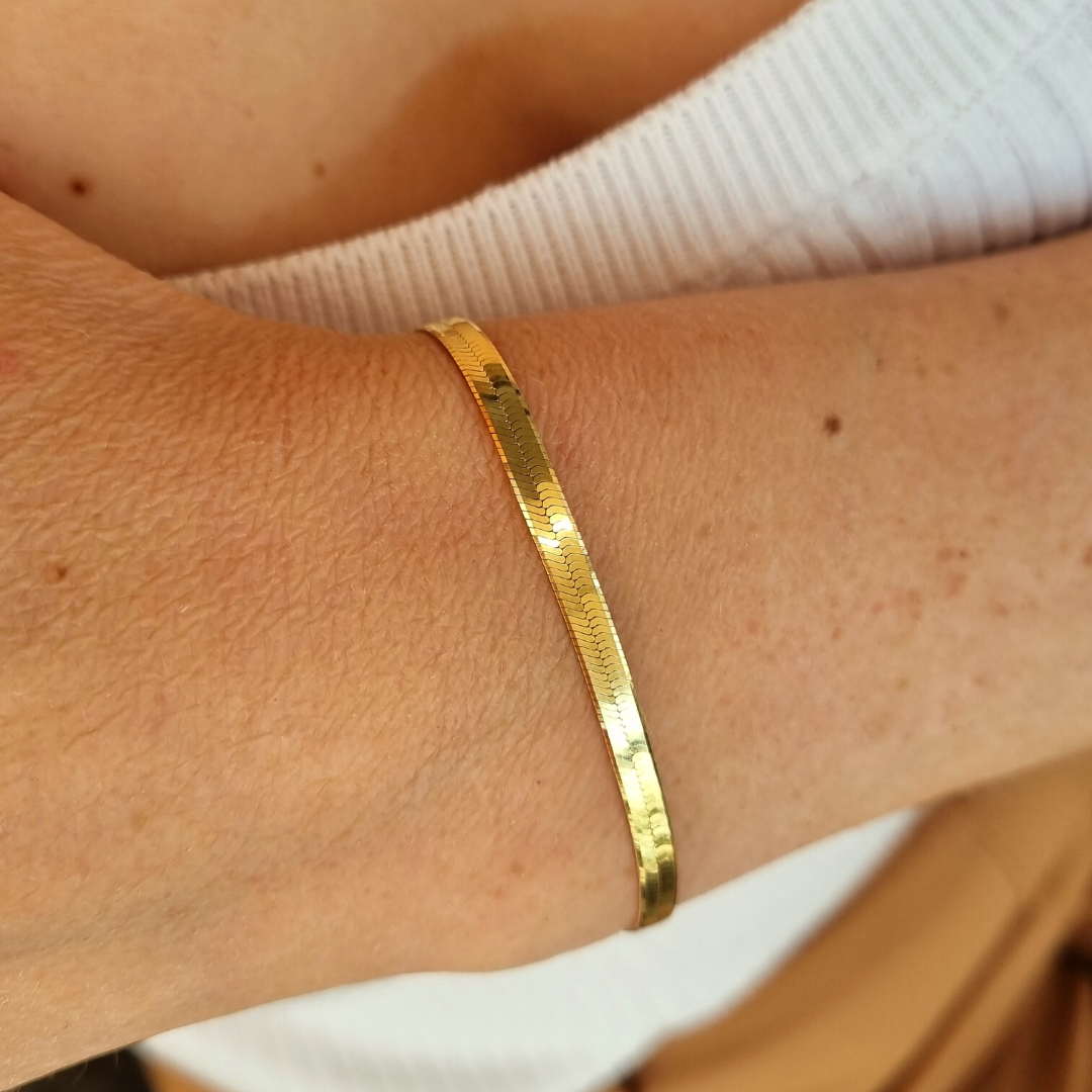Roca de Piña - Herringbone bracelet- goldplated 925 sterling silver- herringbone armband