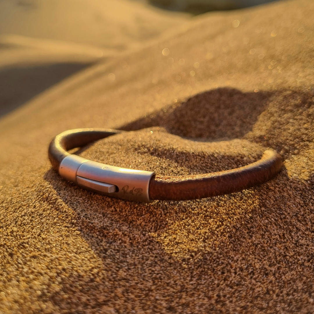 Sturdy cord bracelet, roca de pina, leather bracelet, stainless steel clasp