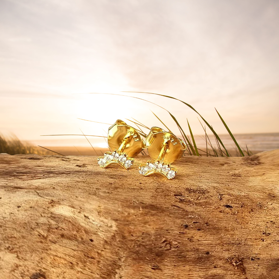 Roca de Piña- Little darling earrings- goldplated 925 sterling silver- white zirconia - sparkle- festive