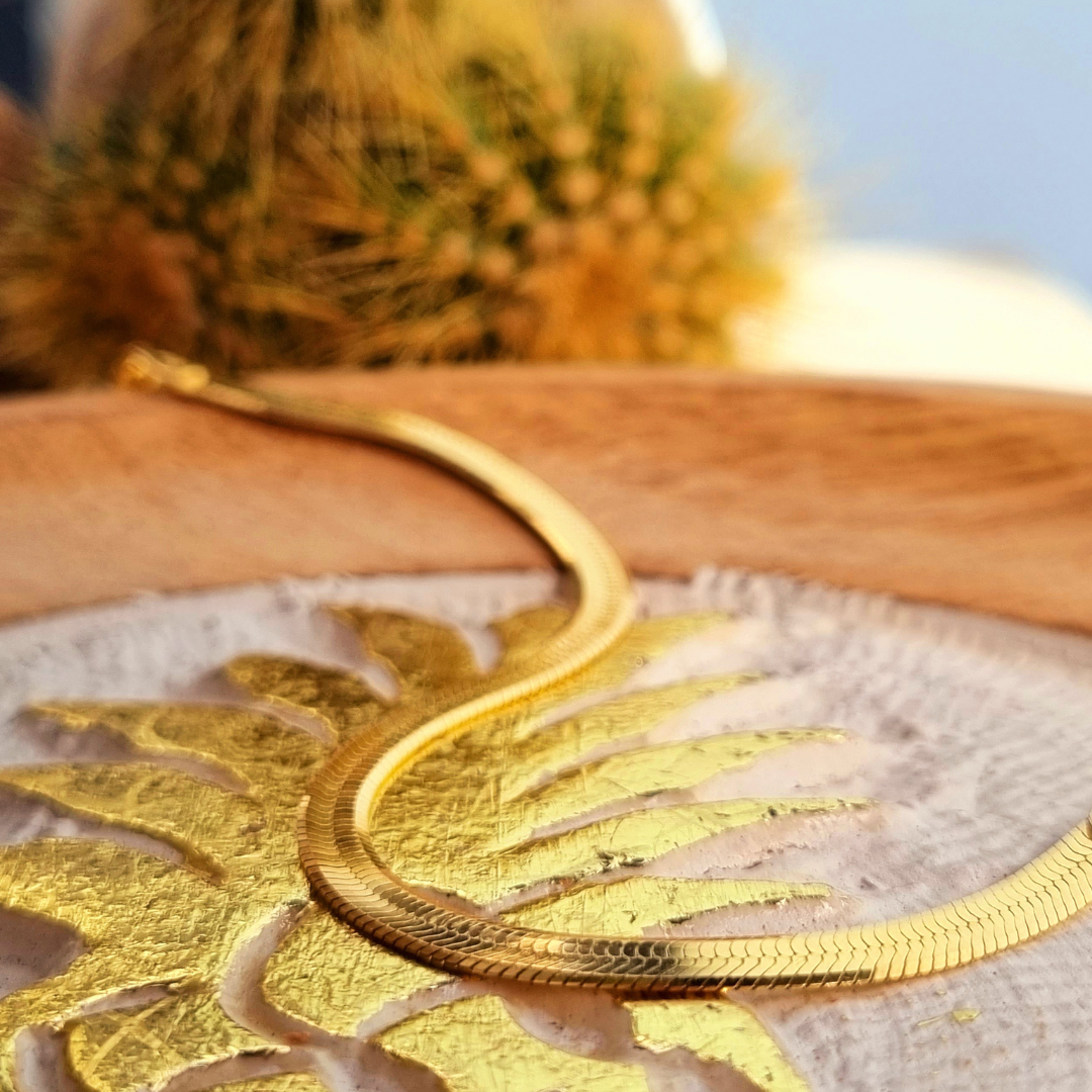 Roca de Piña- Herringbone Necklace- Goldplated 925 sterling silver
