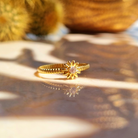 Roca de Piña - Kealani ring -goldplated 925 sterling silver, white zirconia - sun ring