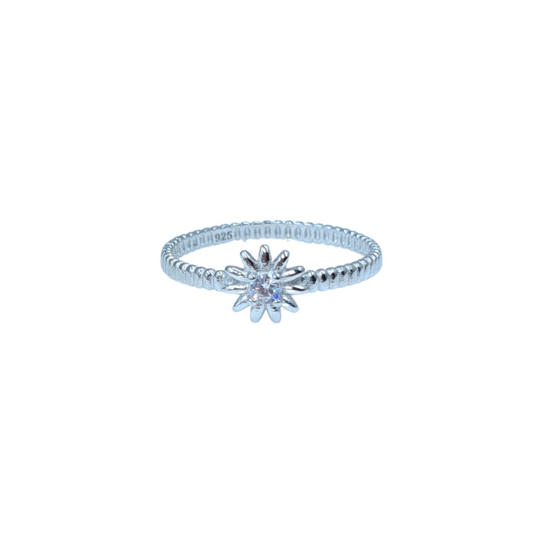 Roca de Piña - Kealani ring - 925 sterling silver, white zirconia - sun ring