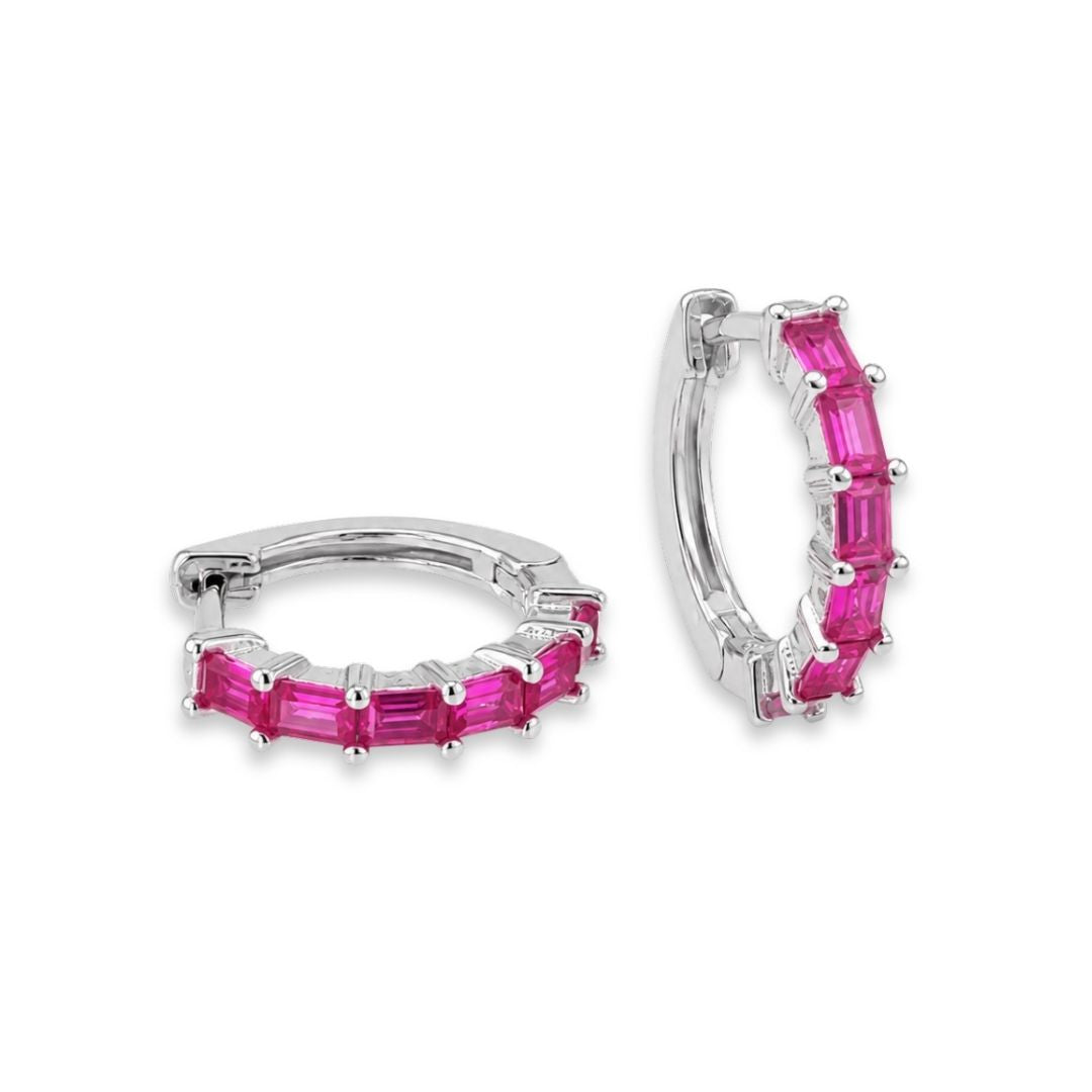 Oorbellen zilver met steentjes roze zirkonia