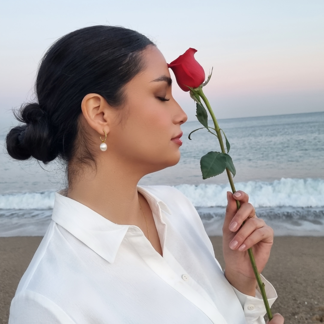 Pearl duo set, earrings bracelet, parel oorbellen armband verguld