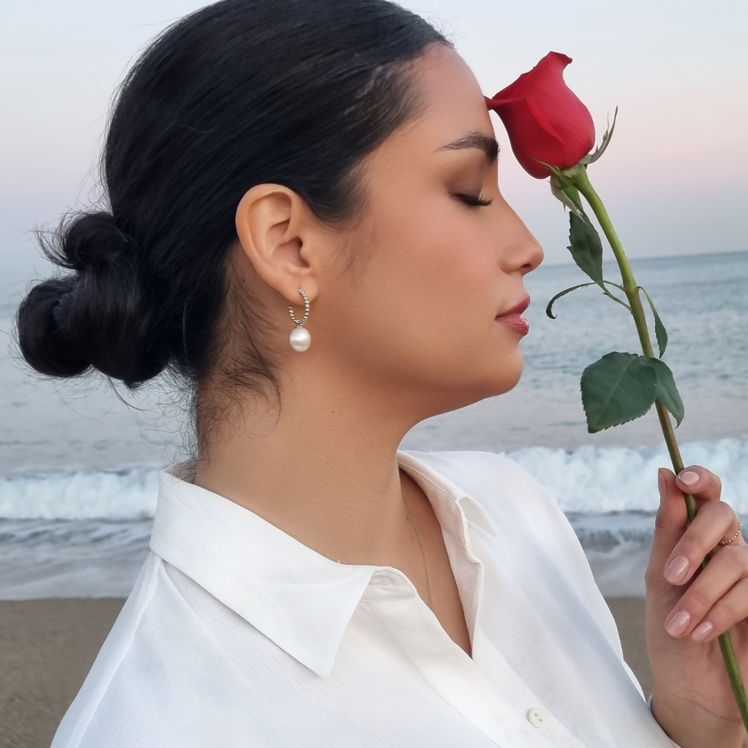 Rocadepina, Pearl set, earrings & bracelet, silver, parel set zilver