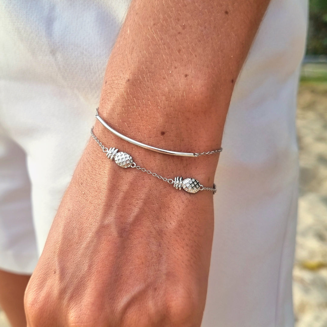 Roca de Piña- Piña bracelet- pineapple bracelet - rhodium plated 925 sterling silver- ananas armband