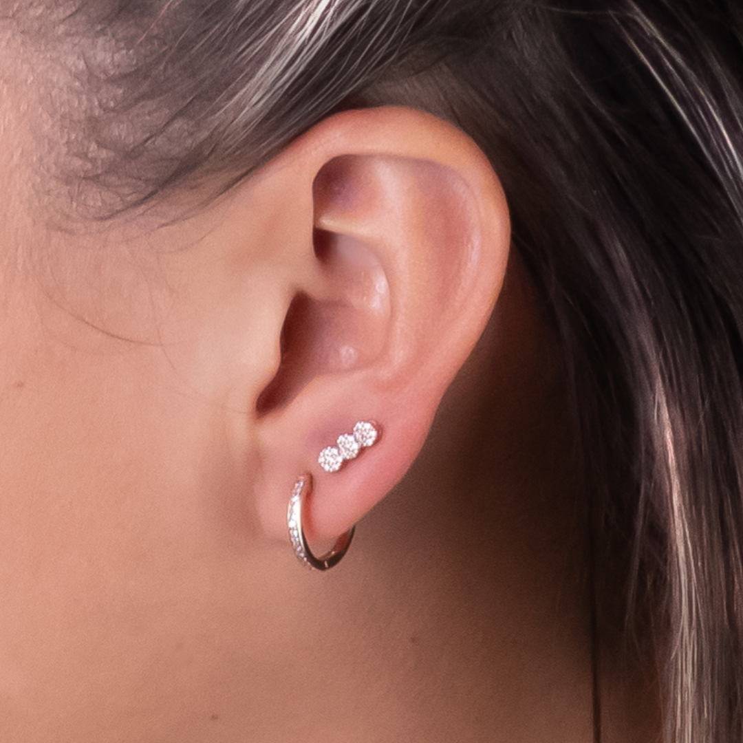 Rosa zirconia studs - ros-goldplated 925 sterling silver - white zirconia - festive - zirkonia studs feestelijk