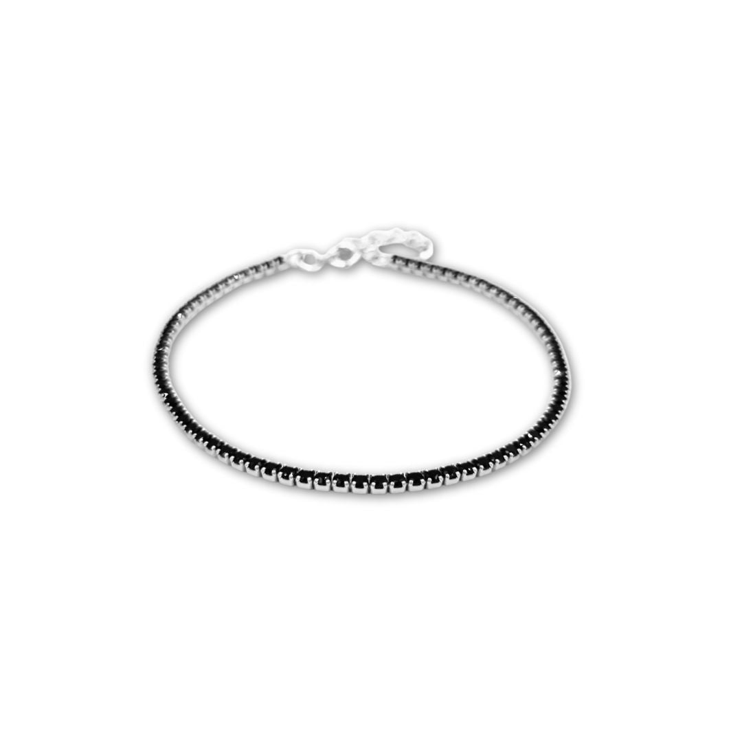 Roca de Piña - Grace tennis bracelet- 925 sterling silver - rhodium plating - black cubic zirconia - armband trendy - fashionable